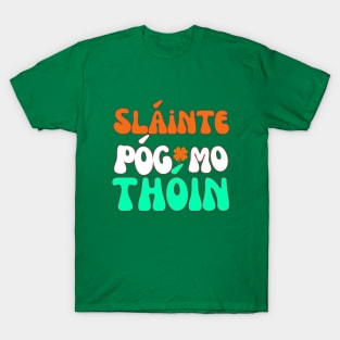 IRISH FLAG COLORS RETRO SLAINTE POG MO THOIN T-Shirt